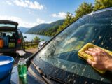 Wie reinigt man die Windschutzscheibe nach einer langen Urlaubsfahrt am besten?
